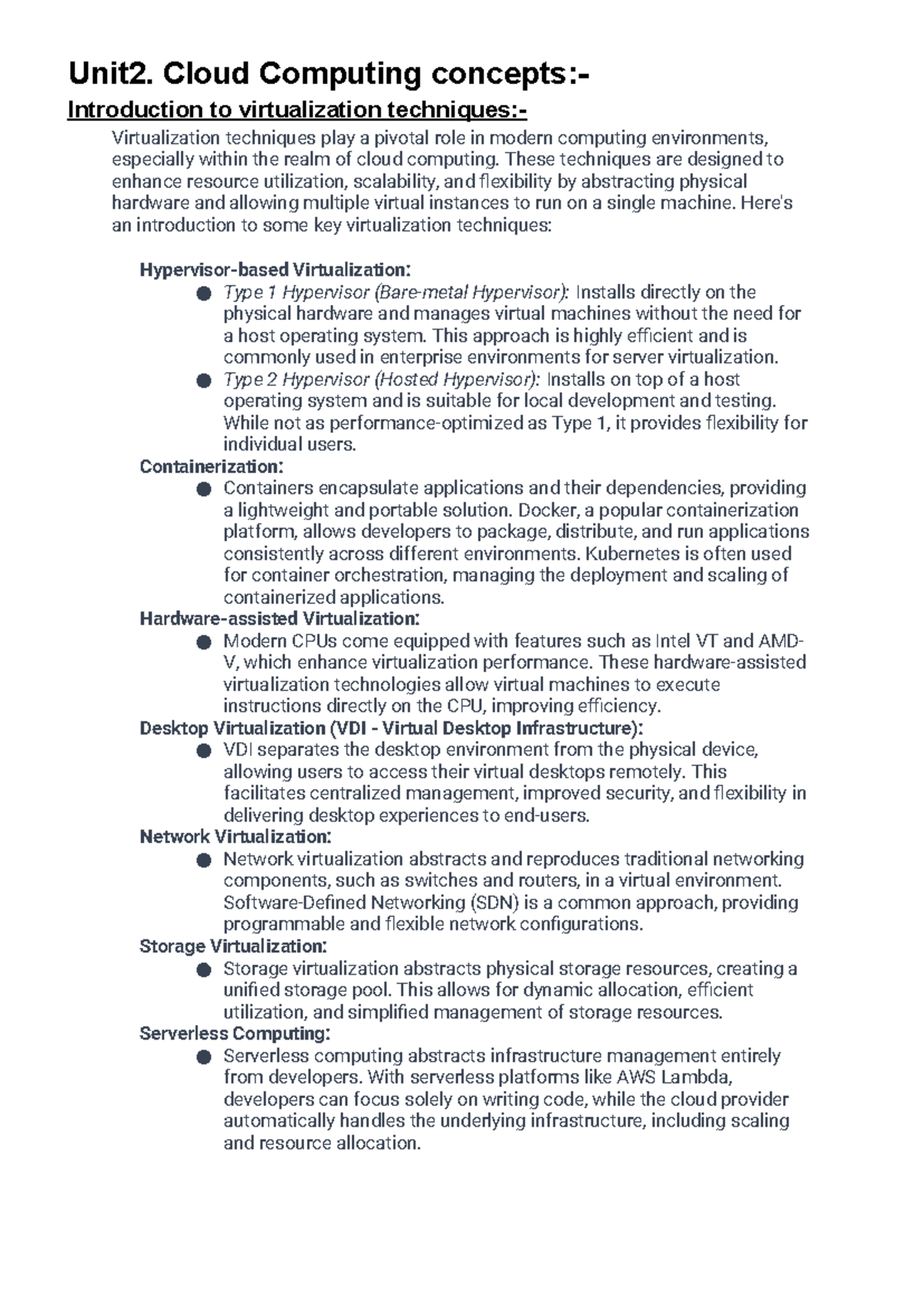 CC Unit 2: Cloud Computing Concepts & Virtualization Techniques Notes ...