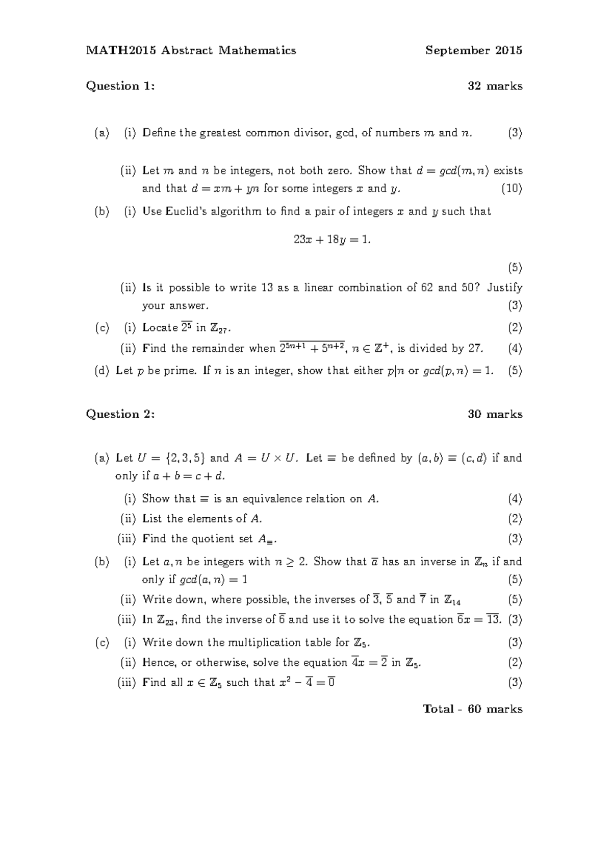 AM2015 September - HELPFUL - MATH2015 Abstract Mathematics September ...