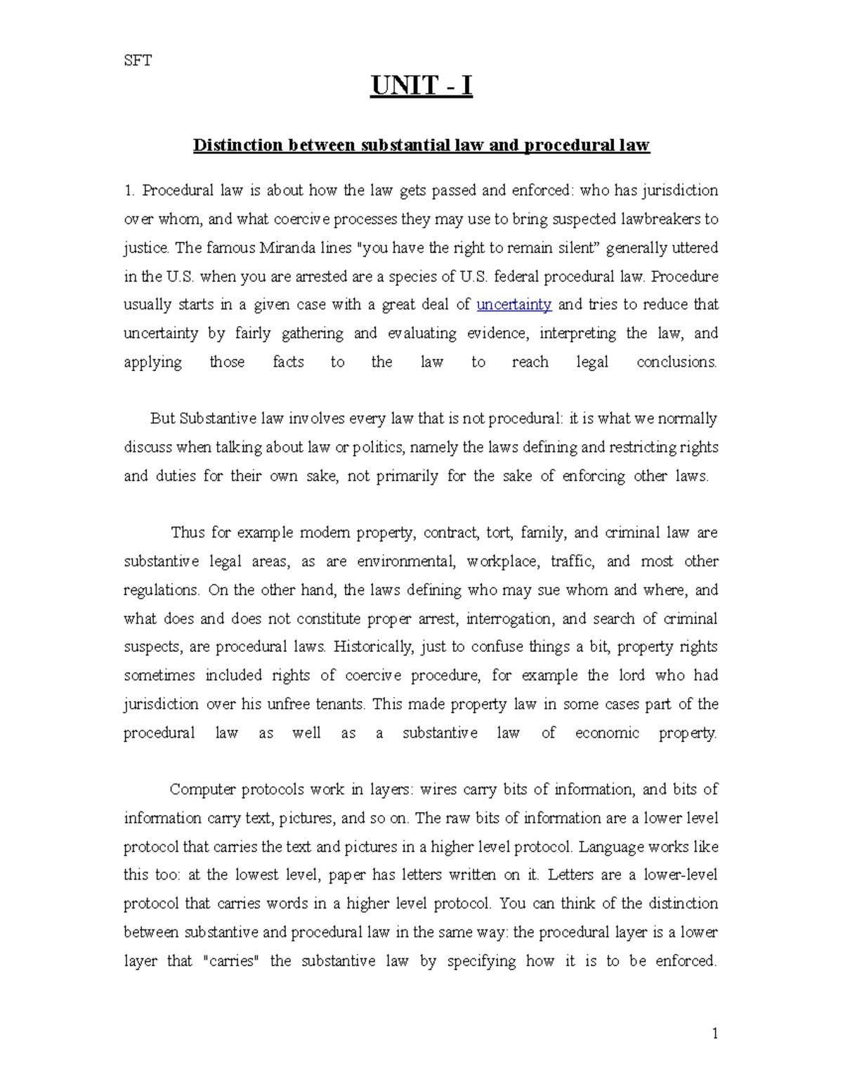 Evidence Notes: Distinction Between Substantive and Procedural Law ...