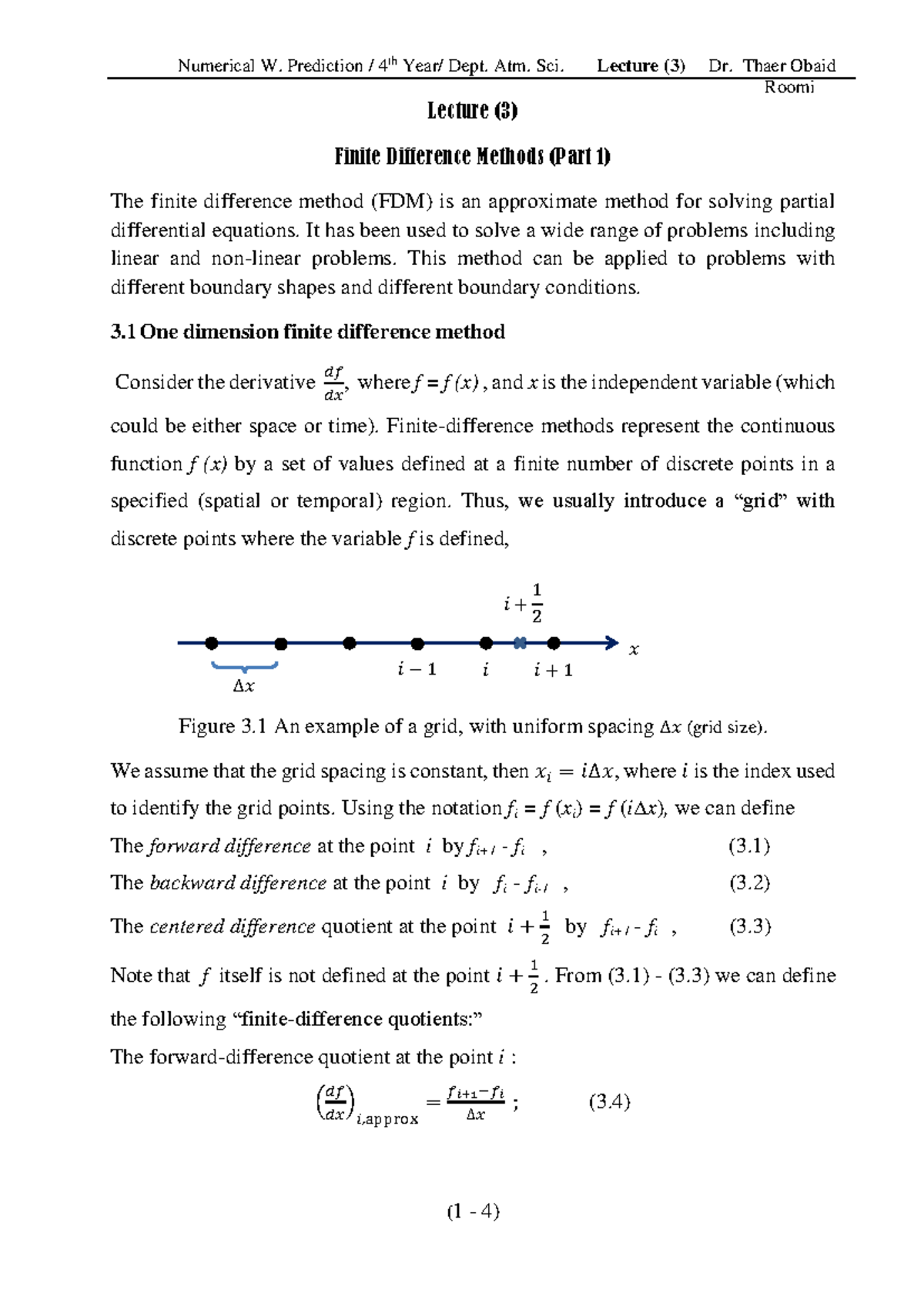 CS101 Lecture Notes: Finite Difference Methods (Part 1) - Studocu