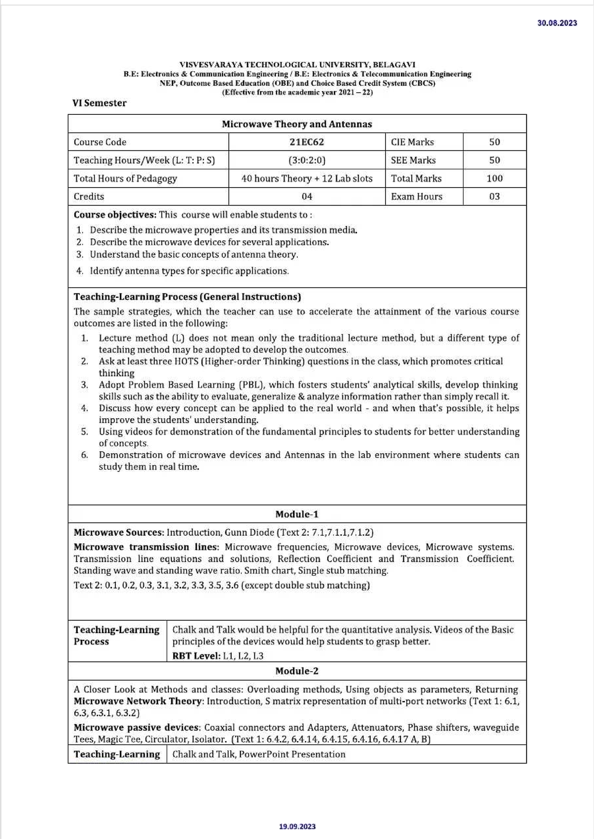Microwave Theory and Antennas (21EC62) Lecture Notes - Studocu