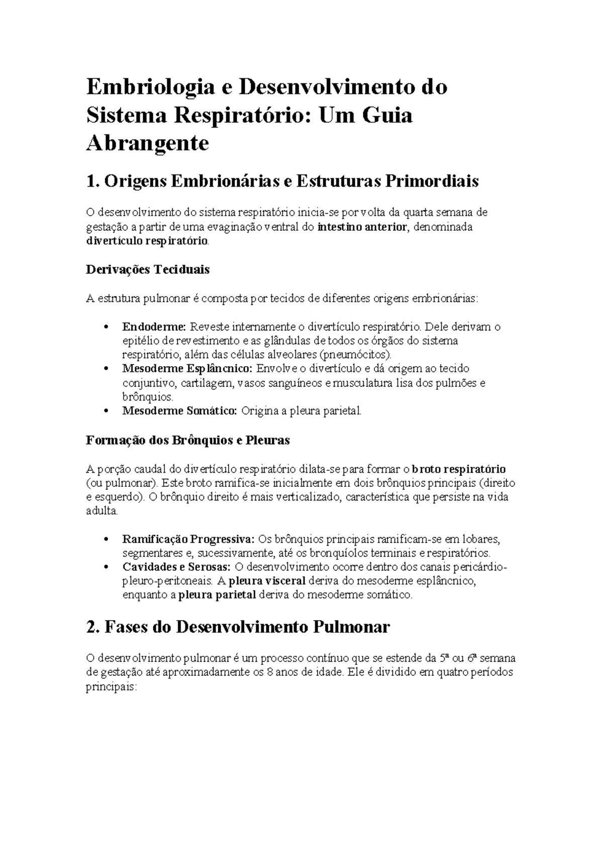 Embriologia e Desenvolvimento do Sistema Respiratório: Guia Completo ...
