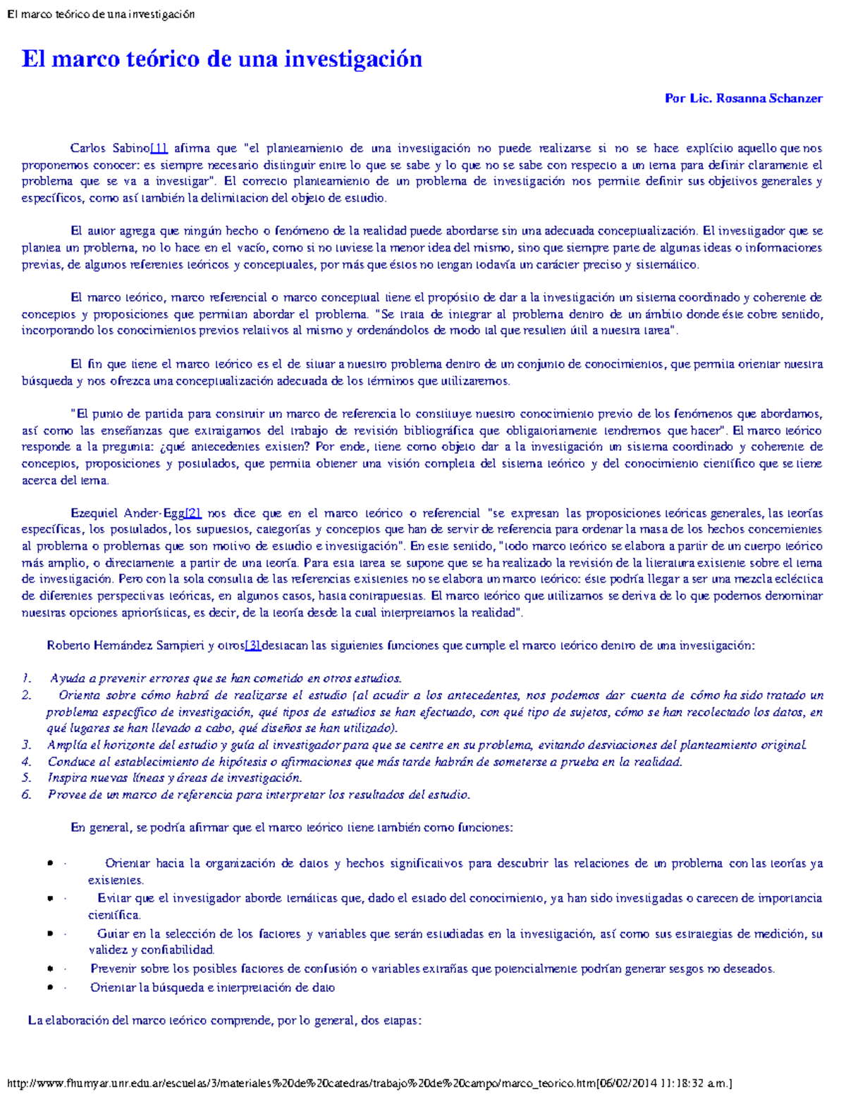El marco teorico en una investigación - El marco teórico de una ...