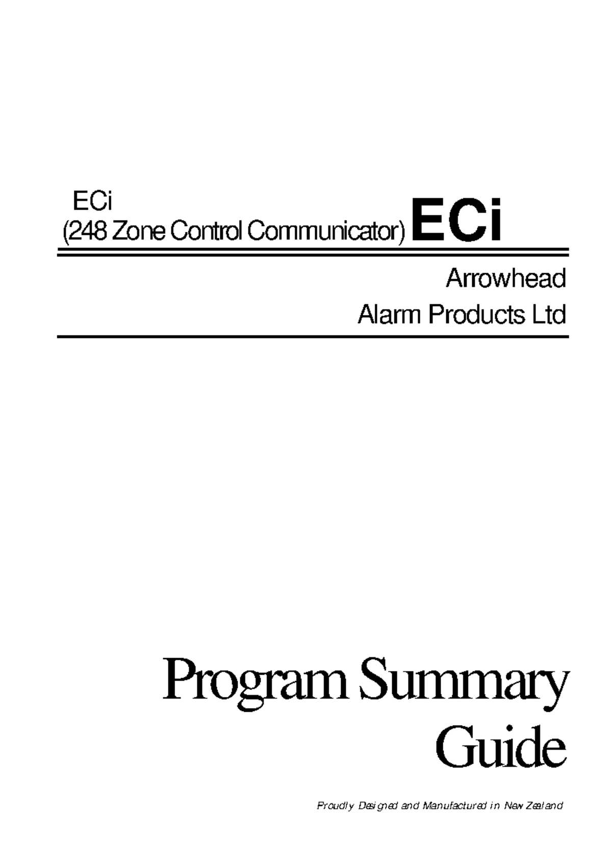 ECi Control Panel Programming Options and User Guide - Proudly Designed ...