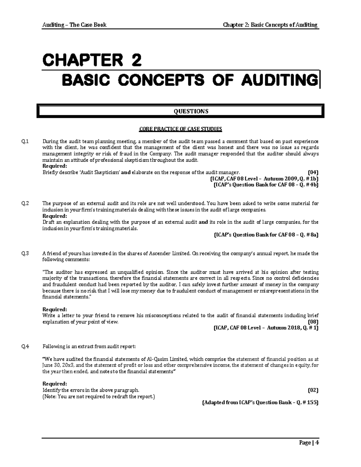 Chapter 2 (CAF 08) - Auditing Concepts & Case Study Notes - Studocu
