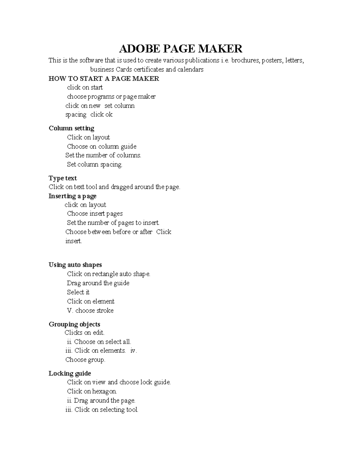 Adobe PageMaker Notes: Comprehensive Guide and Commands - Studocu