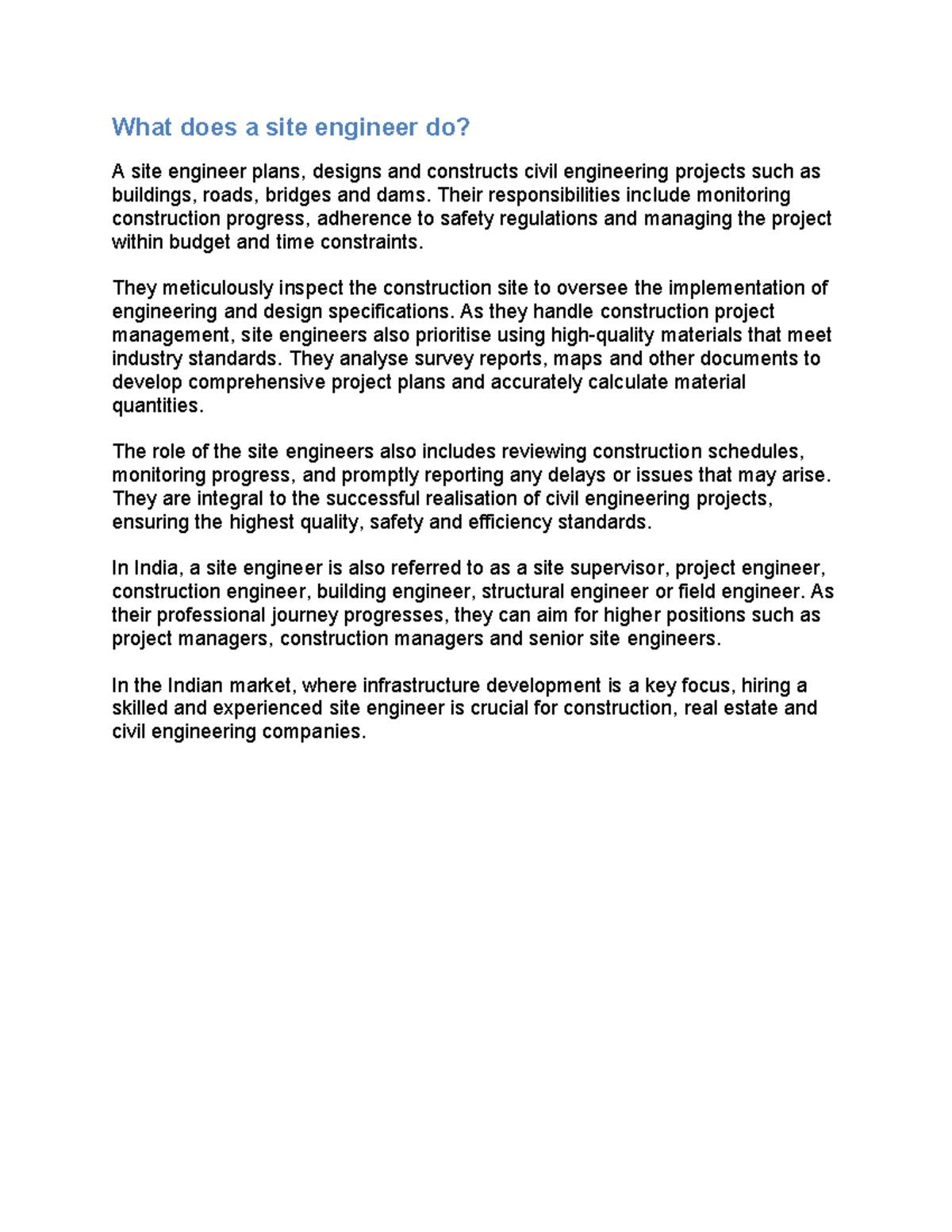 Site Engineer Roles & Responsibilities: Overview of Civil Engineering ...