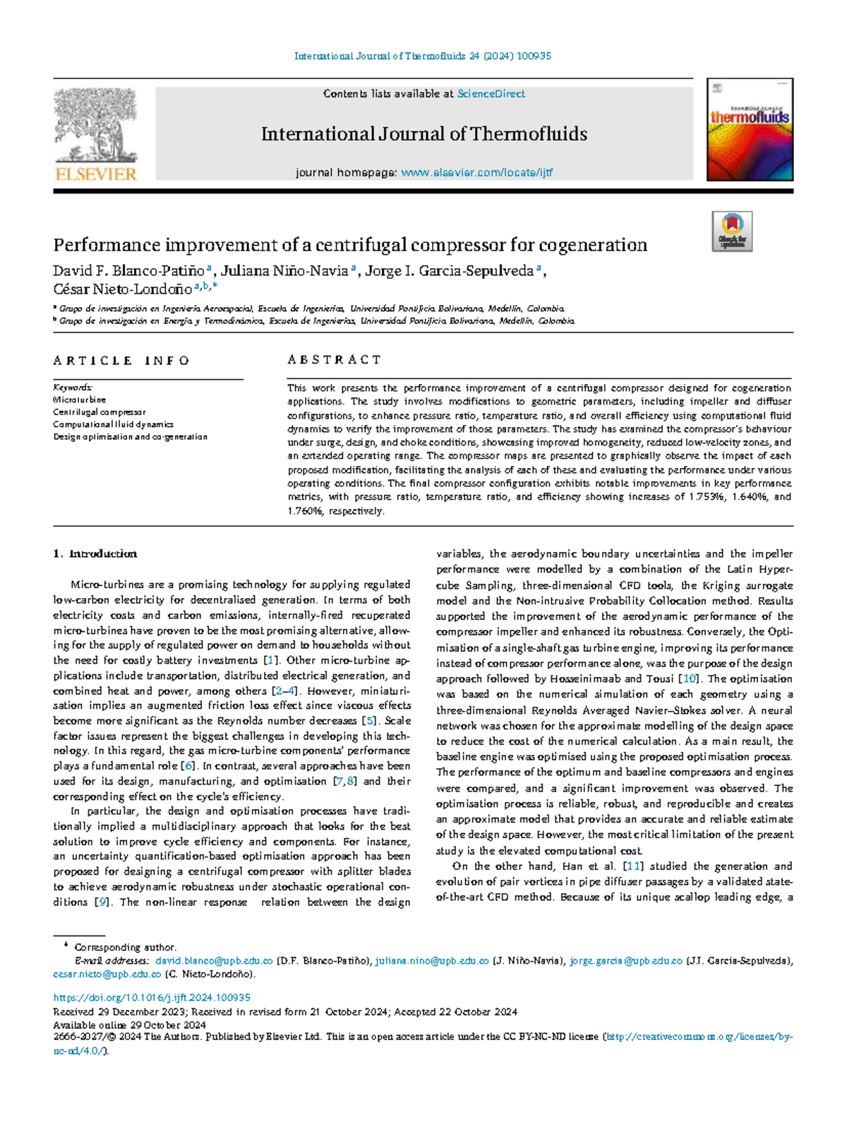 Performance Optimization of Centrifugal Compressor for Cogeneration ...