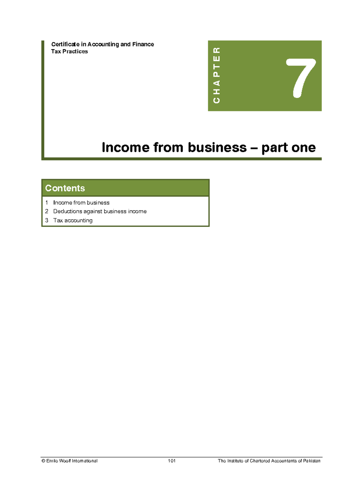 Icap income from business - Certificate in Accounting and Finance Tax ...
