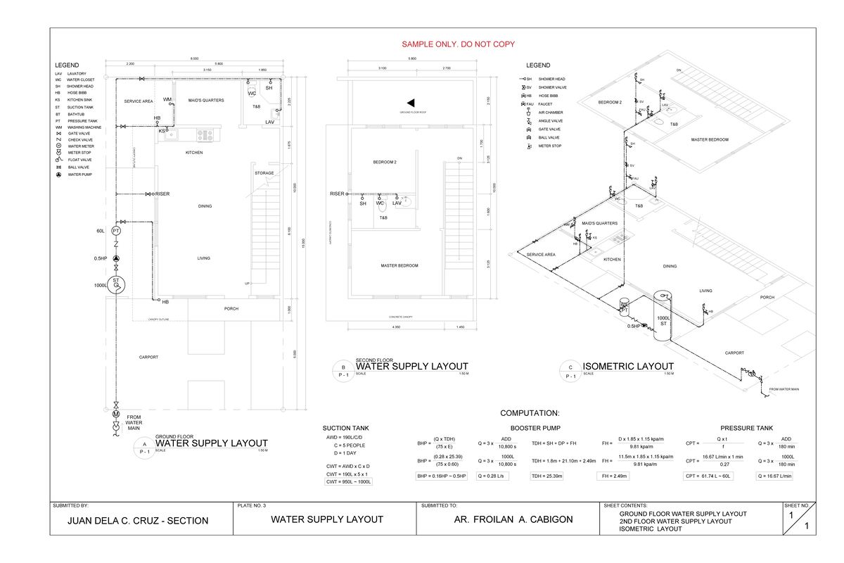 Plate 3: Detailed Water Supply Layout (Ground & 2nd Floor) - Studocu