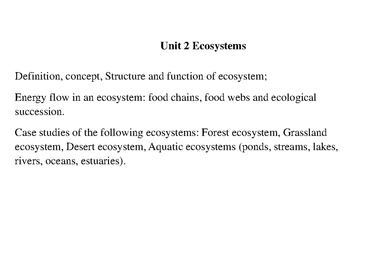 Mod2 EVS - Ecosystems: Structure, Function, and Case Studies - Studocu