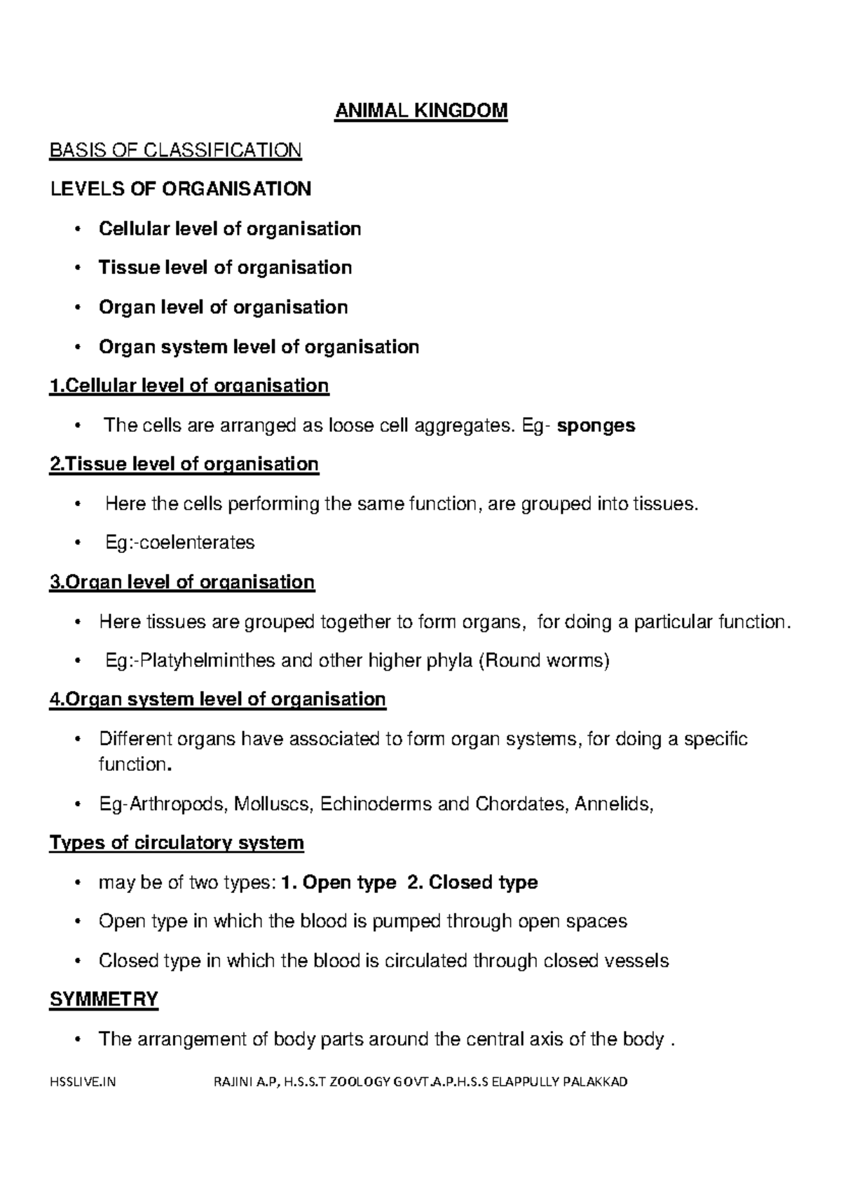 ZOL101: Animal Kingdom - Comprehensive Zoology Notes - Studocu