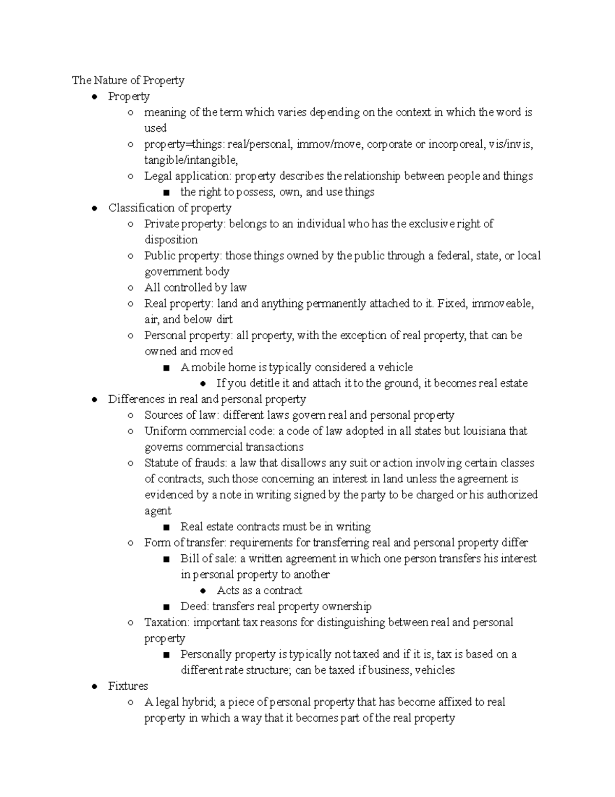Chapter 2 - NOTES! - The Nature of Property Property meaning of the ...