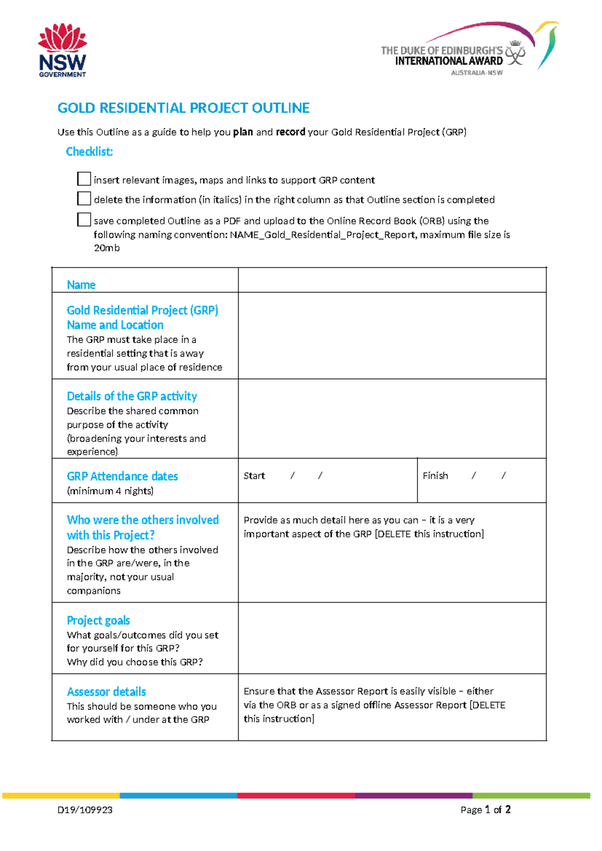 Gold Residential Project (GRP) Report Structure Outline - Studocu