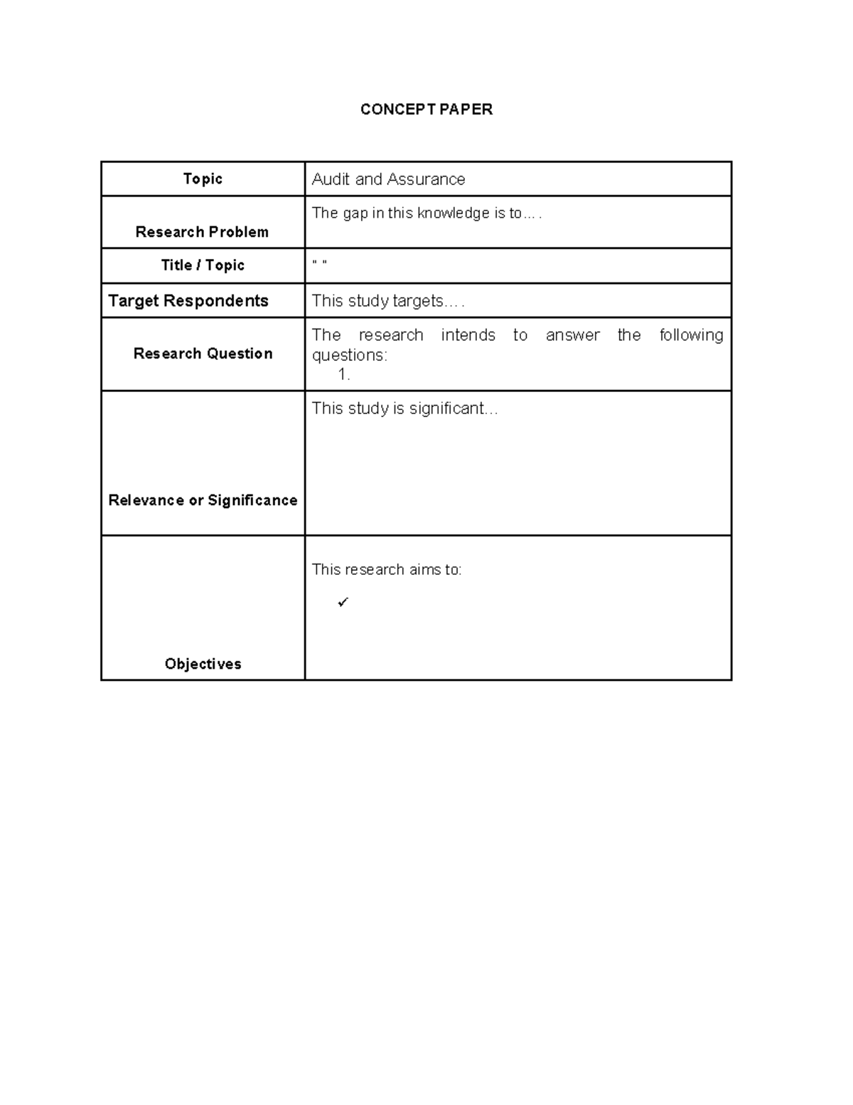 Concept Paper Table format - Bachelor of Science in Accountancy ...
