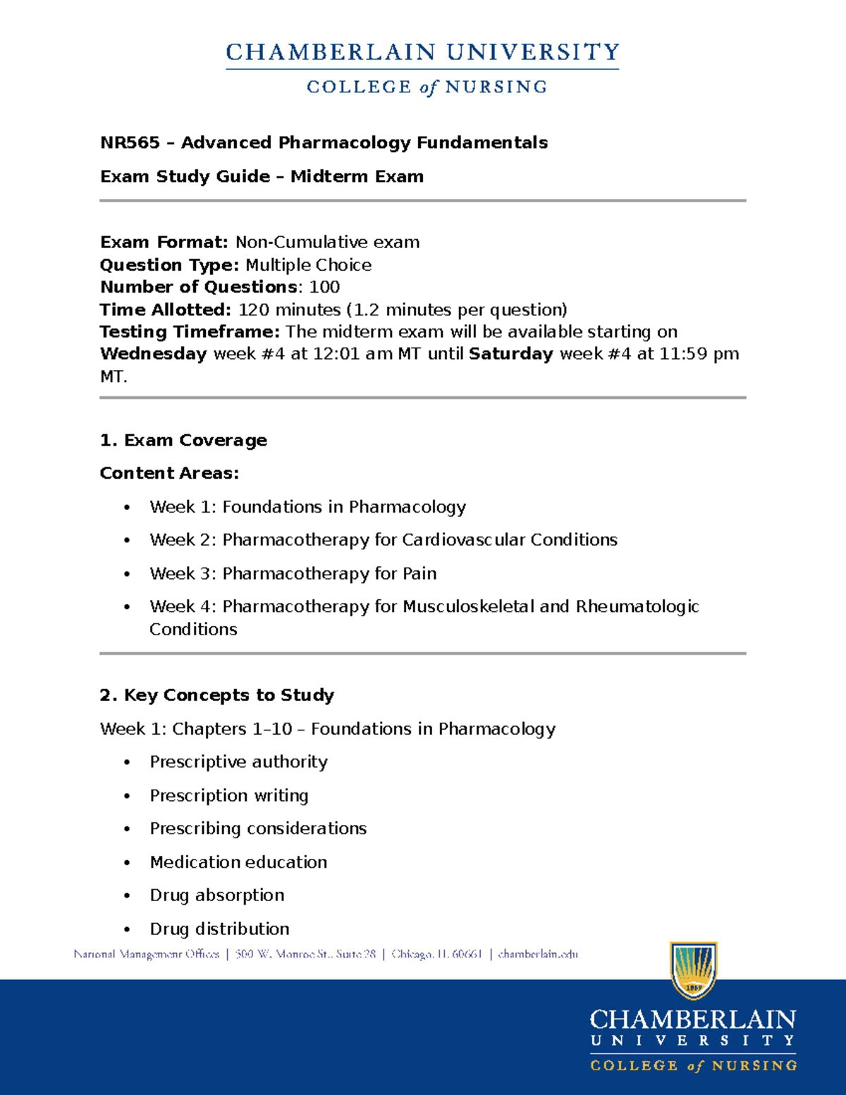 NR565 Midterm Exam Study Guide: Advanced Pharmacology Essentials - Studocu