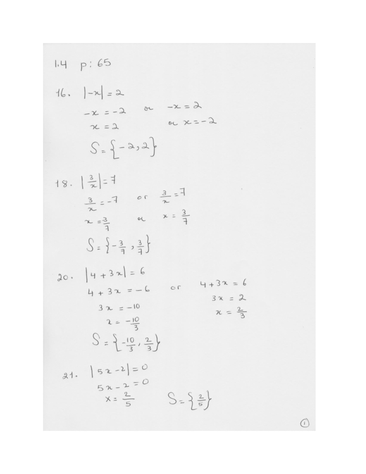 Sec 1.4 Book Problems solution - 1 p: 65 16. 1-x1 2 -x== or -x=2 x = 2 ...