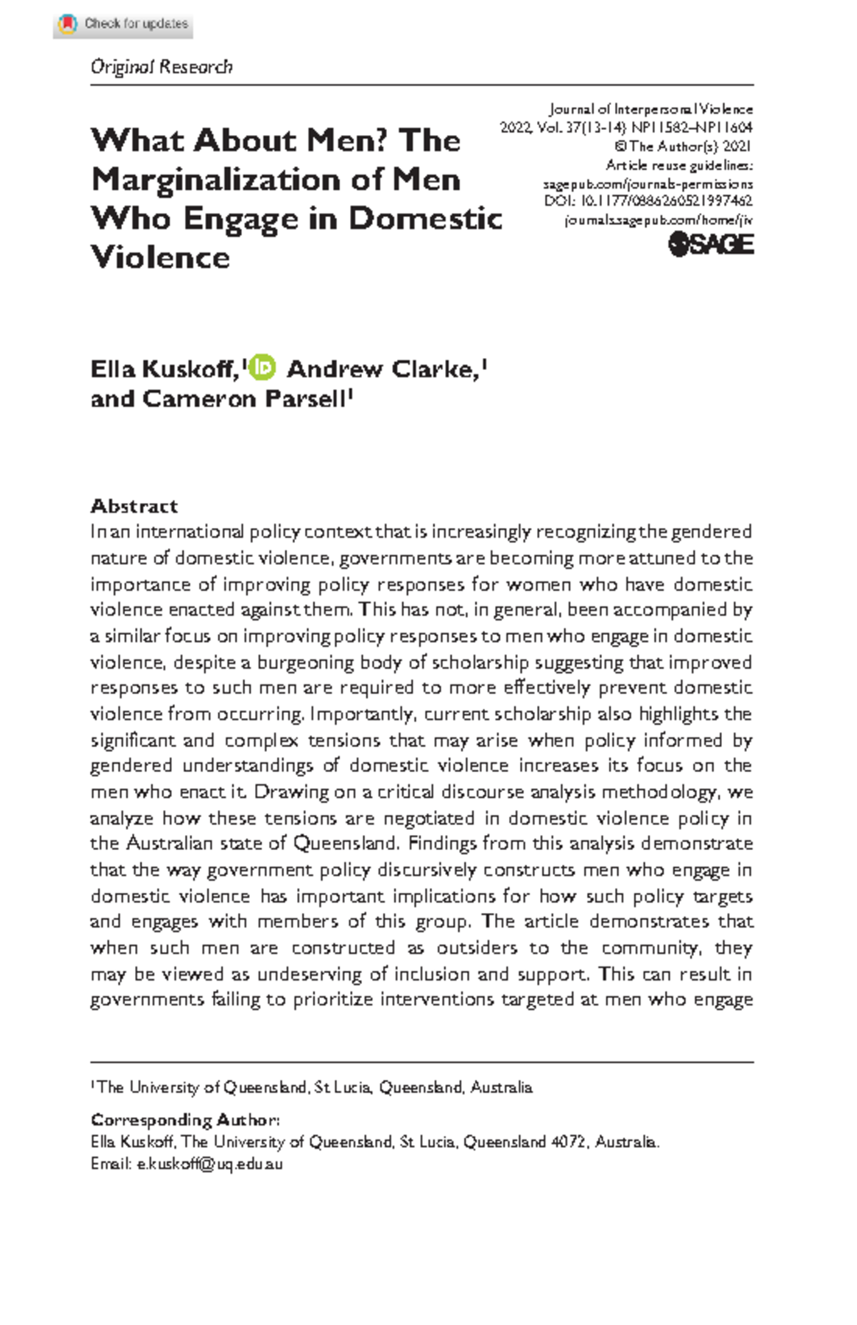 Kuskoff et al 2021 what about men the marginalization of men who engage ...
