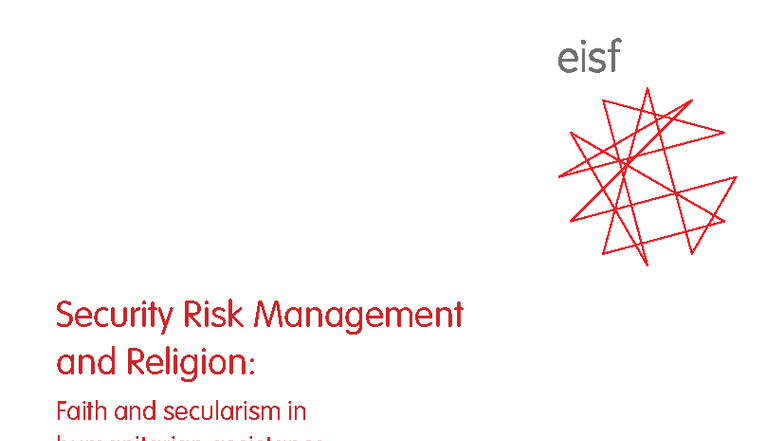 EISF 2014: Security Risk Management & Religion in Humanitarian Aid ...