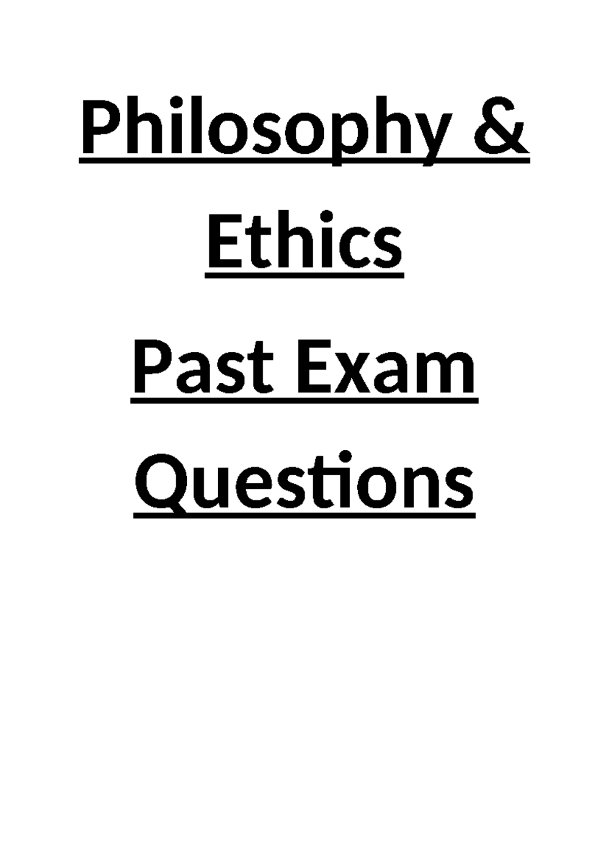Ethics GCSE Exam Question Pack: Philosophy & Religion Insights - Studocu