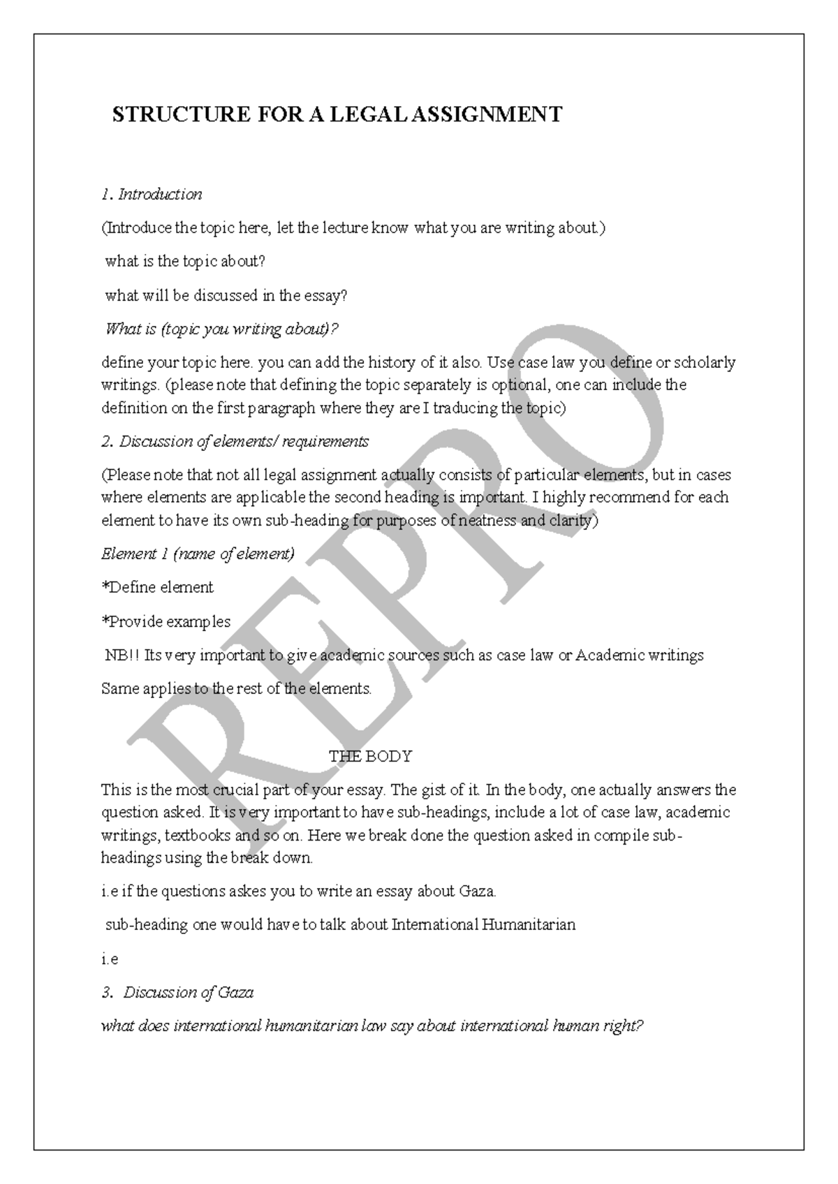 Legal Assignment Structure Guide for UJ LLB (NQF Level 8) - Studocu