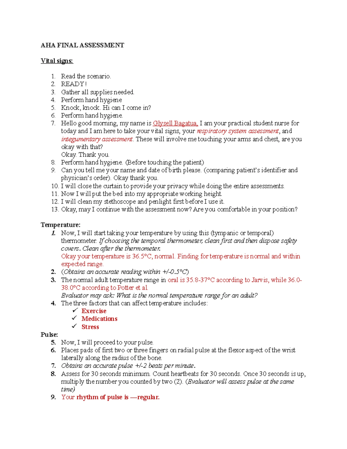 AHA Pain Assessment Checklist for Lab - NOD Physical Body Structure ...
