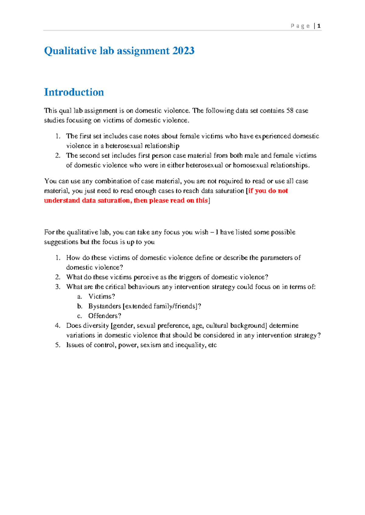 BESC1529 DV case studies 2393 - Qualitative lab assignment 20 23 ...