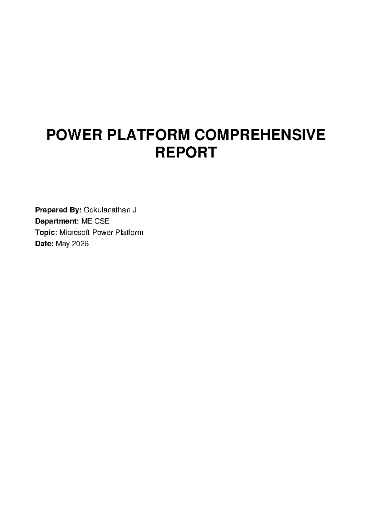 ME CSE Power Platform Comprehensive Report - May 2026 - Studocu
