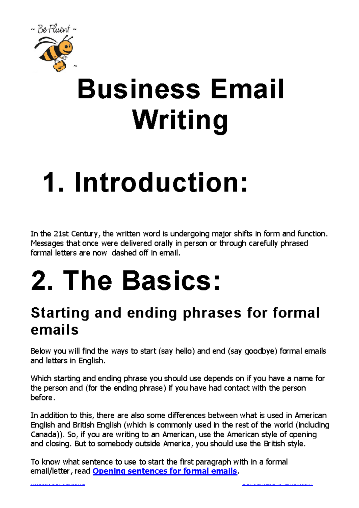 Business Email Writing (ENG101): Formal Opening & Closing Phrases - Studocu