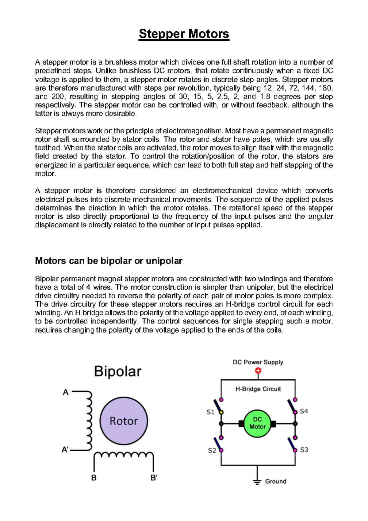 Lecture 07(1) - Stepper Motors - Stepper Motors A stepper motor is a ...
