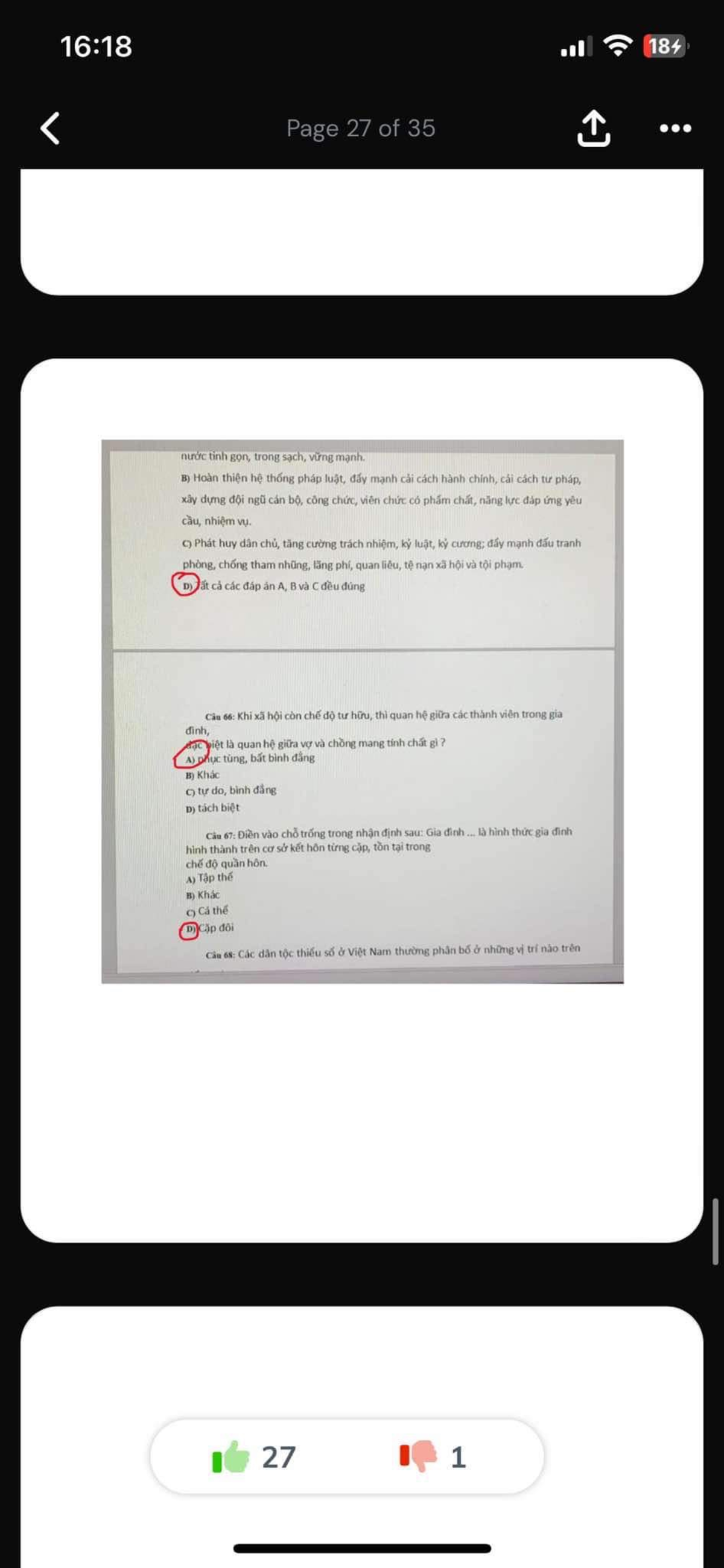 Cnxhkh ĐỀ THI TRẮC NGHIỆM - Giải đáp câu hỏi xã hội 27-1 - Document Preview