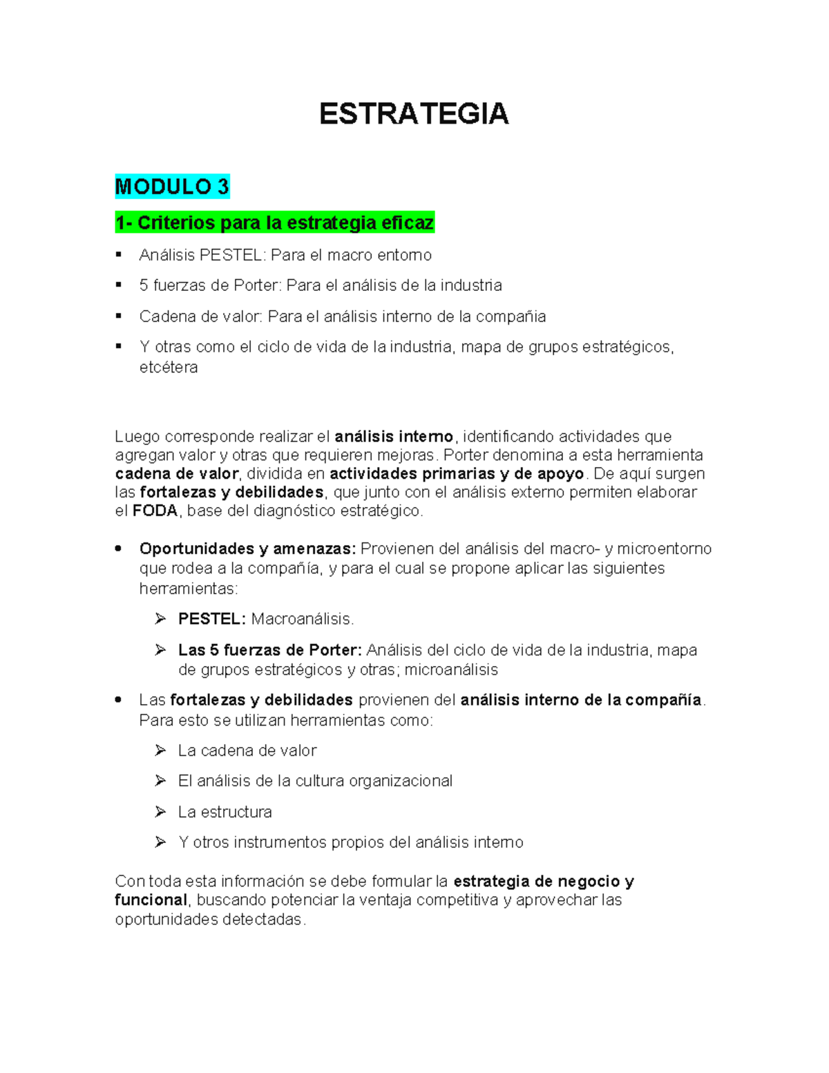 Resumen de Estrategia Módulos 3 y 4: Análisis y Implementación ...