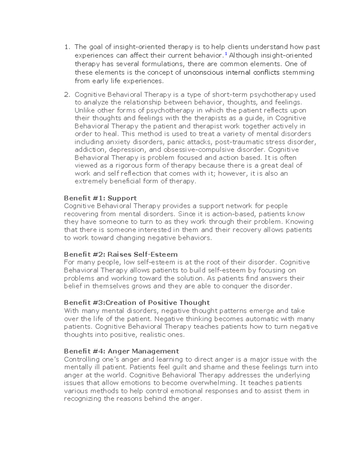 Therapy - The goal of insight-oriented therapy is to help clients ...