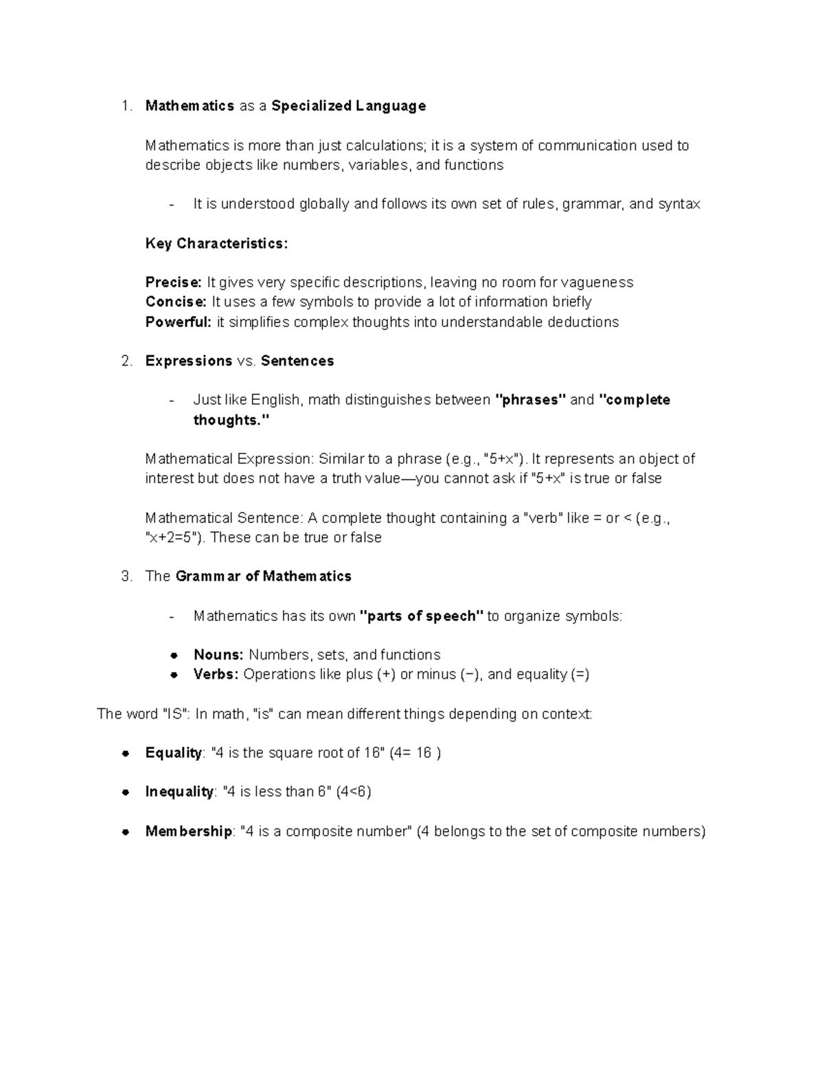 Chapter 2 GE MMW: Mathematics as a Specialized Language Summary - Studocu