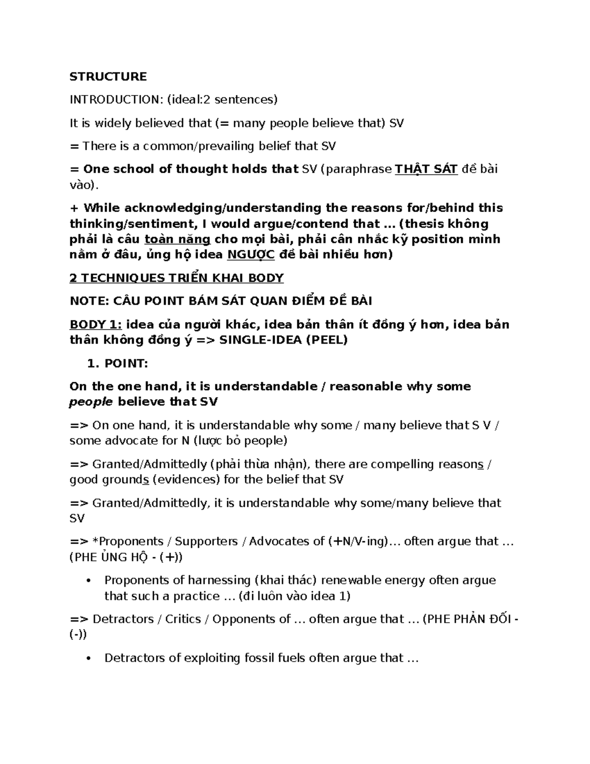 Essay Notes: Structure and Techniques for Argumentative Writing - Studocu