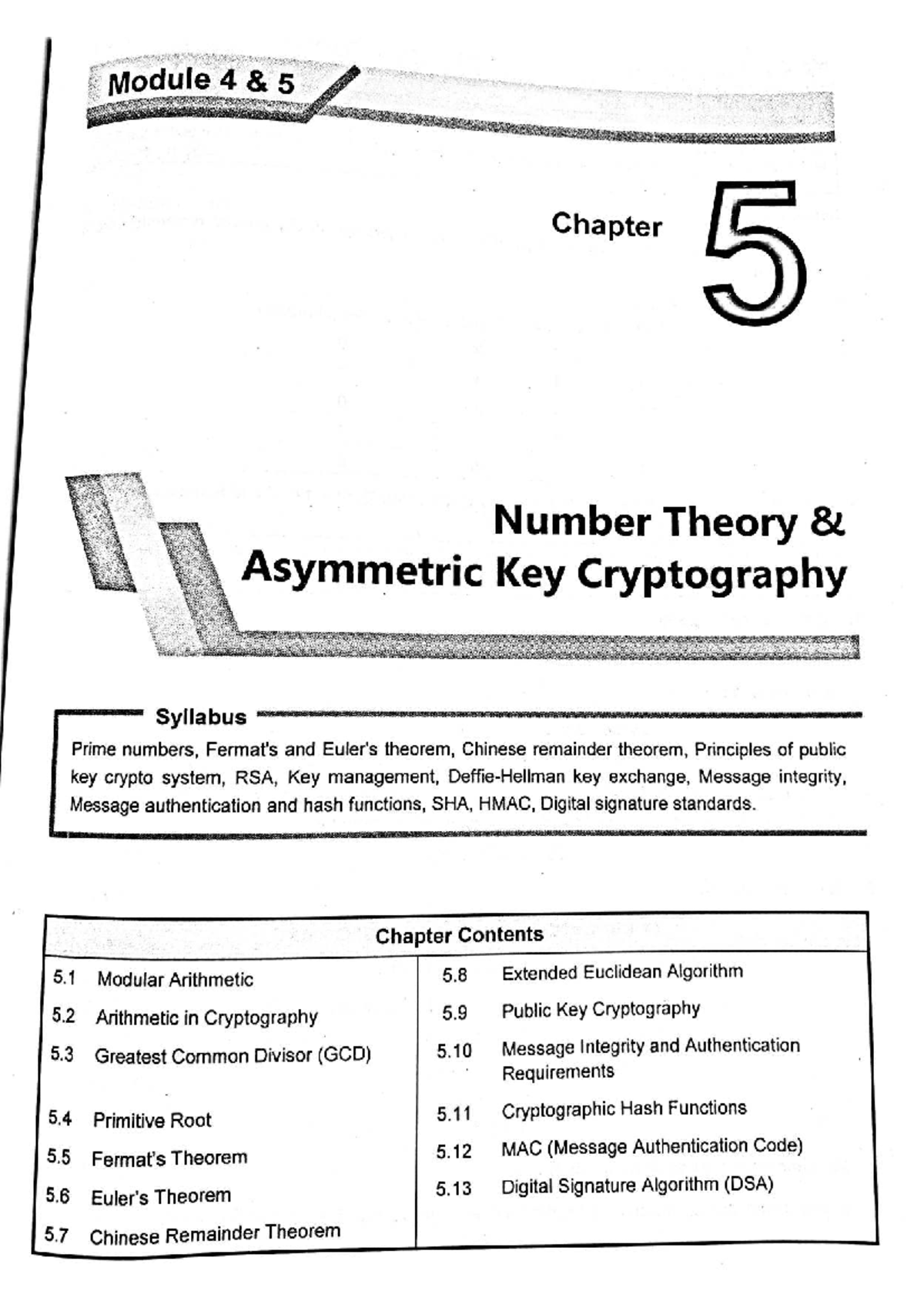 Number Theory & Asymmetric Key Cryptography (Sem. 5 MU) - Chapter 5 ...