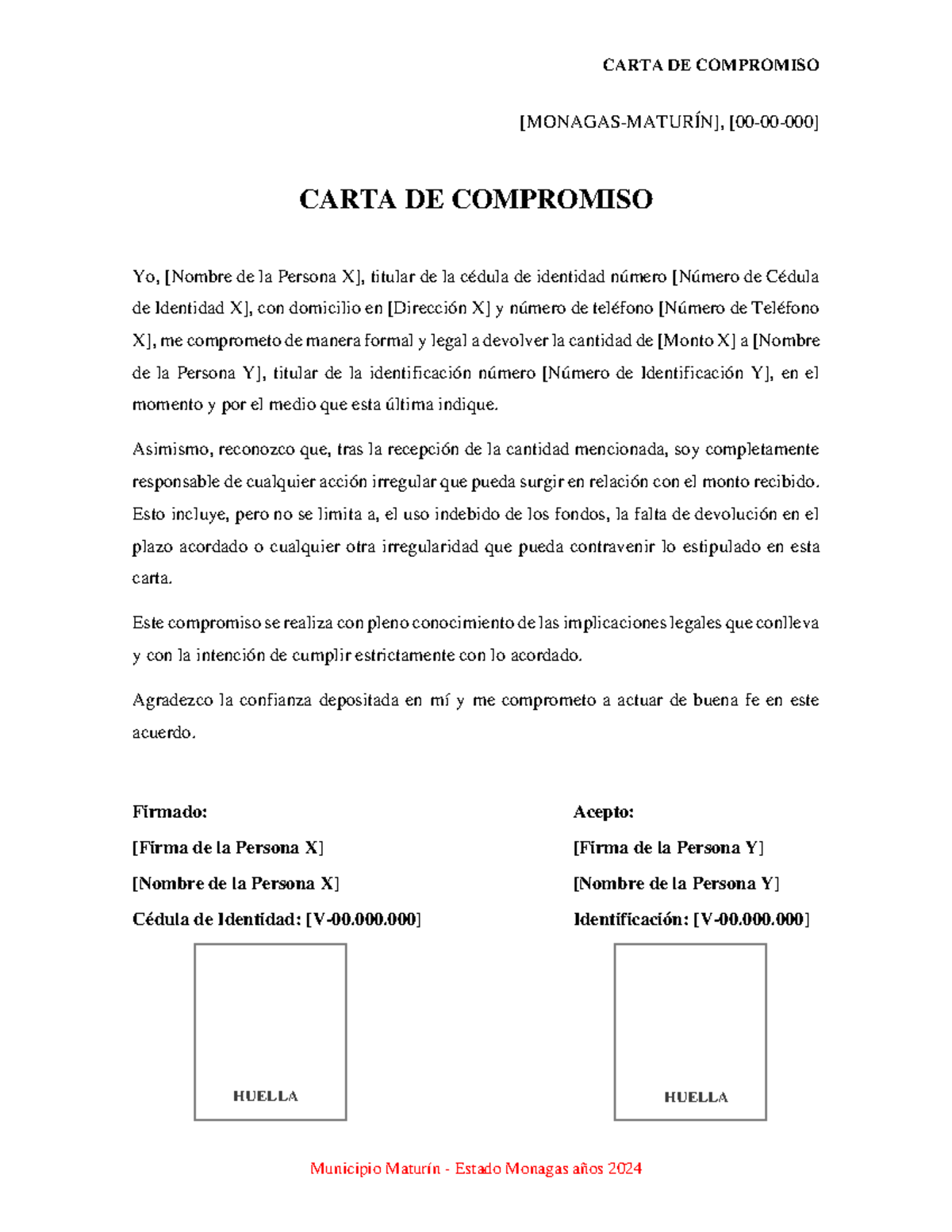 Carta de Compromiso Formal - Servicio Comunitario (2024) - Studocu