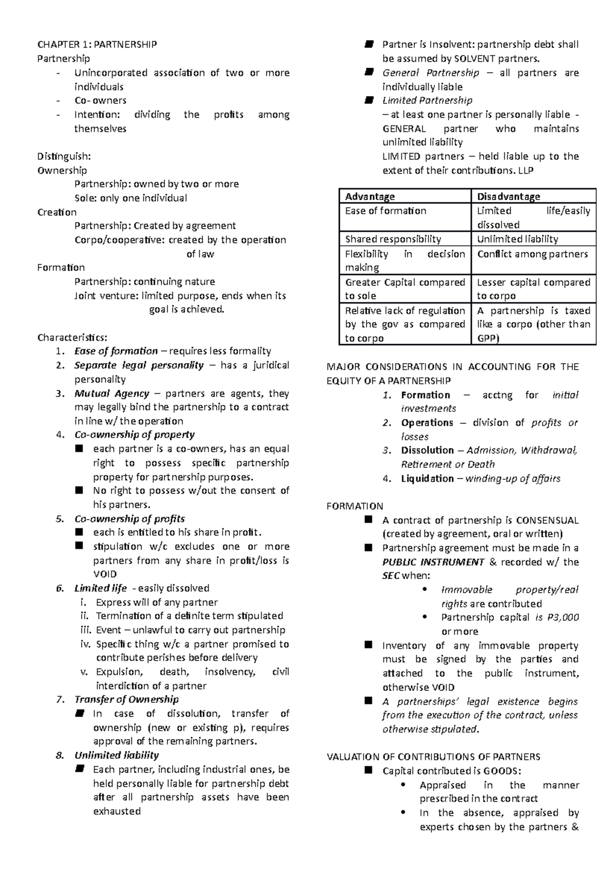 Accounting for Special Transactions: Partnership Chapters 1-5 - Studocu