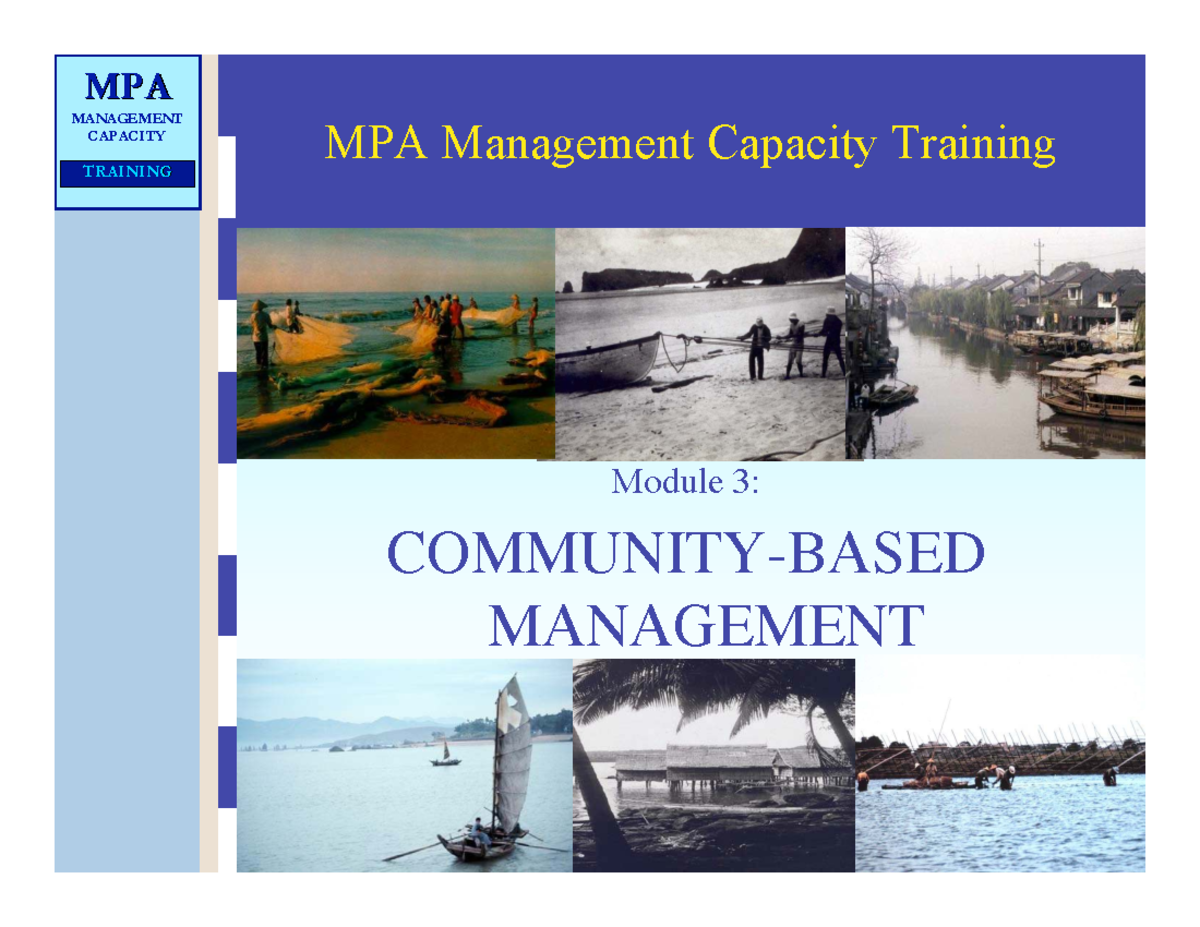 MPA Management Capacity Training: Module 3 Overview & Community Roles ...