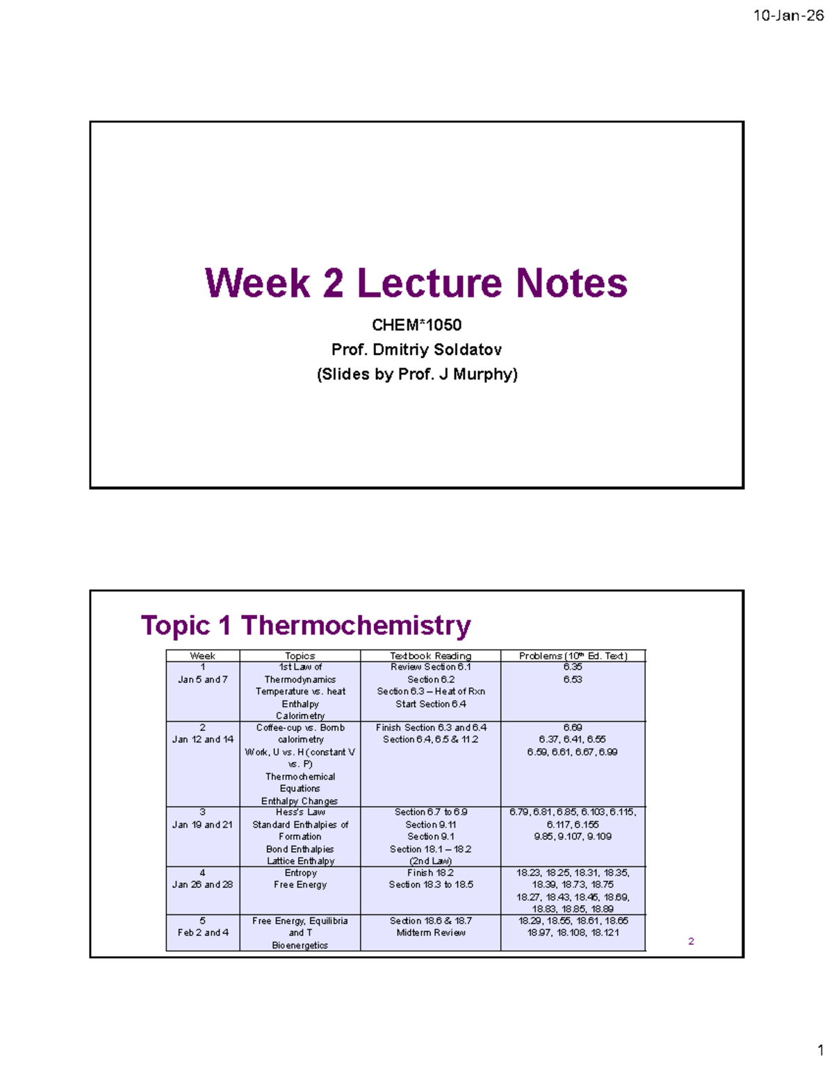 Week 2 Lecture Notes: Thermochemistry Concepts (Chem 101) - Studocu