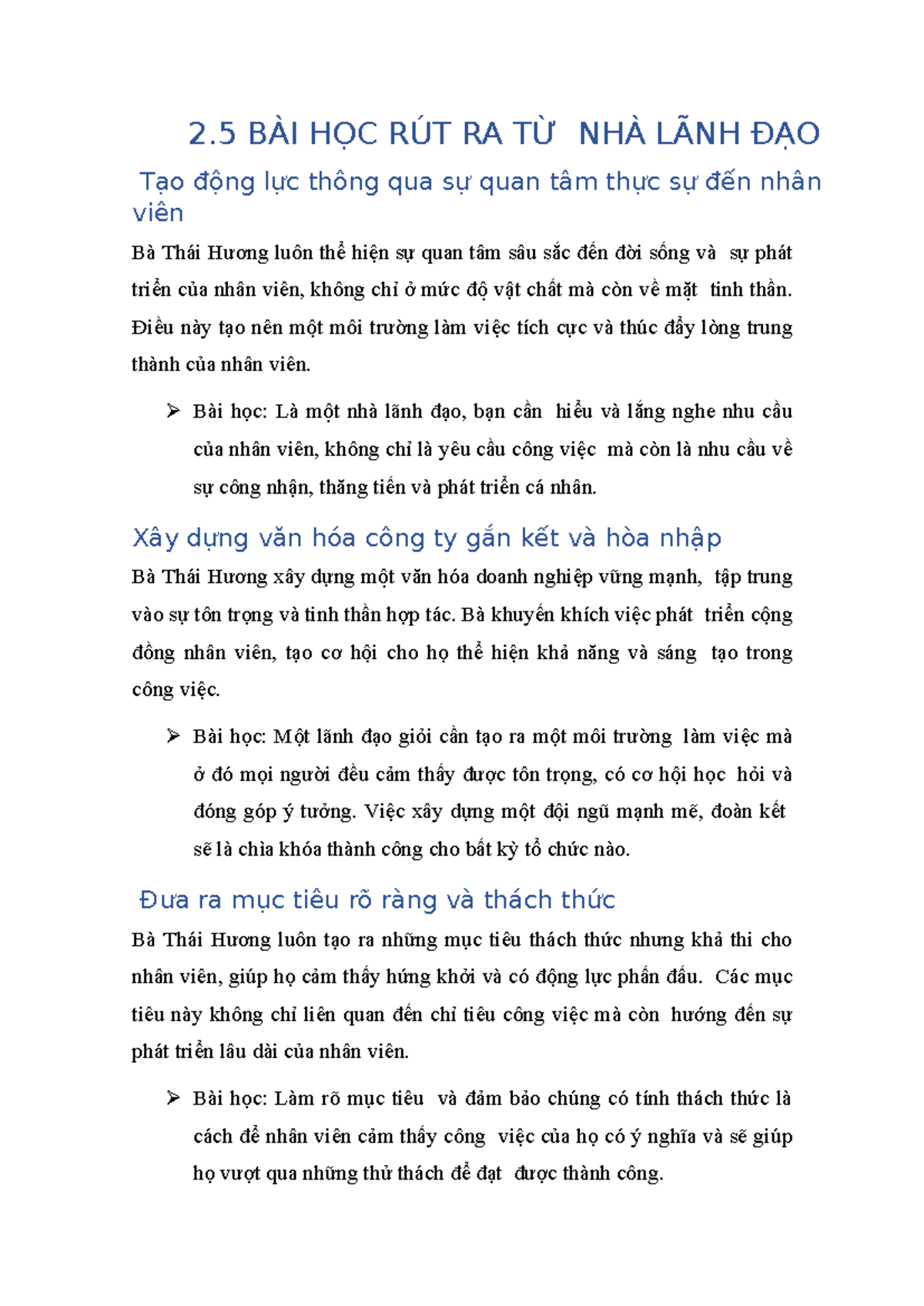 BÀI HỌC LÃNH ĐẠO: Tạo Môi Trường Làm Việc Tích Cực (KNLD) - Studocu