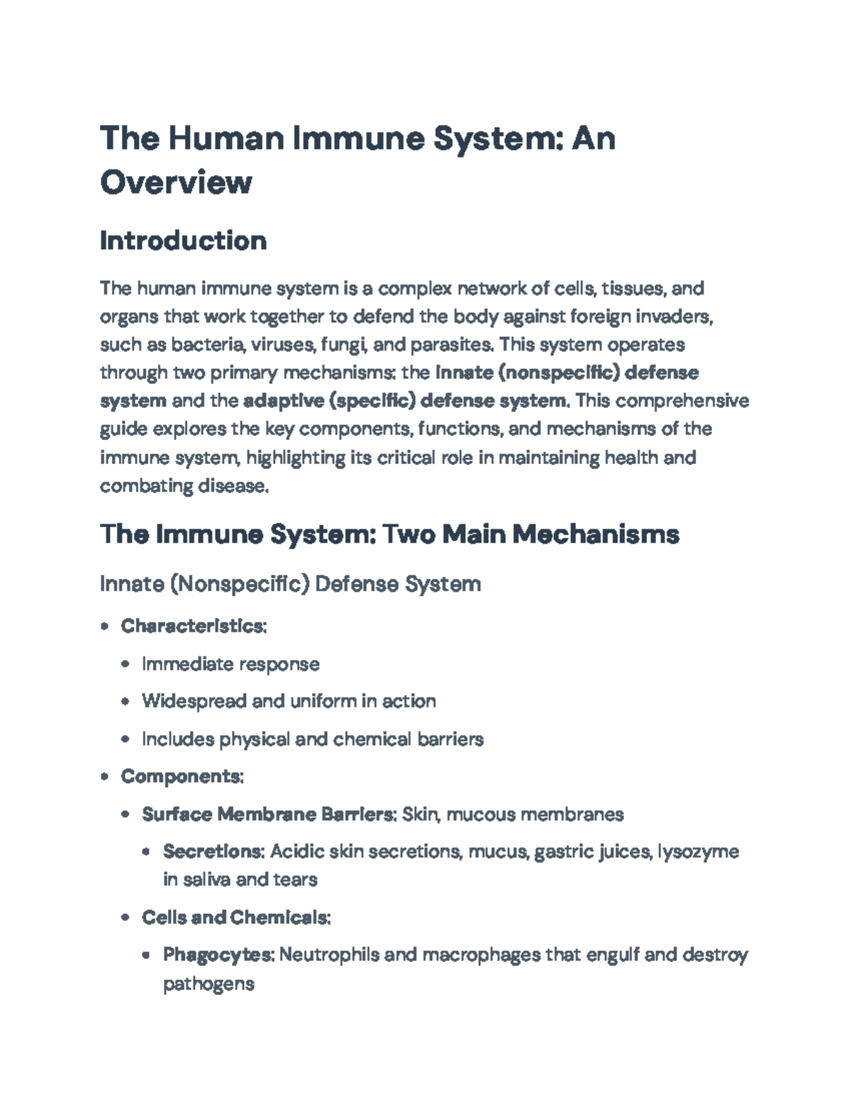 Comprehensive Guide to the Human Immune System: Mechanisms & Functions ...