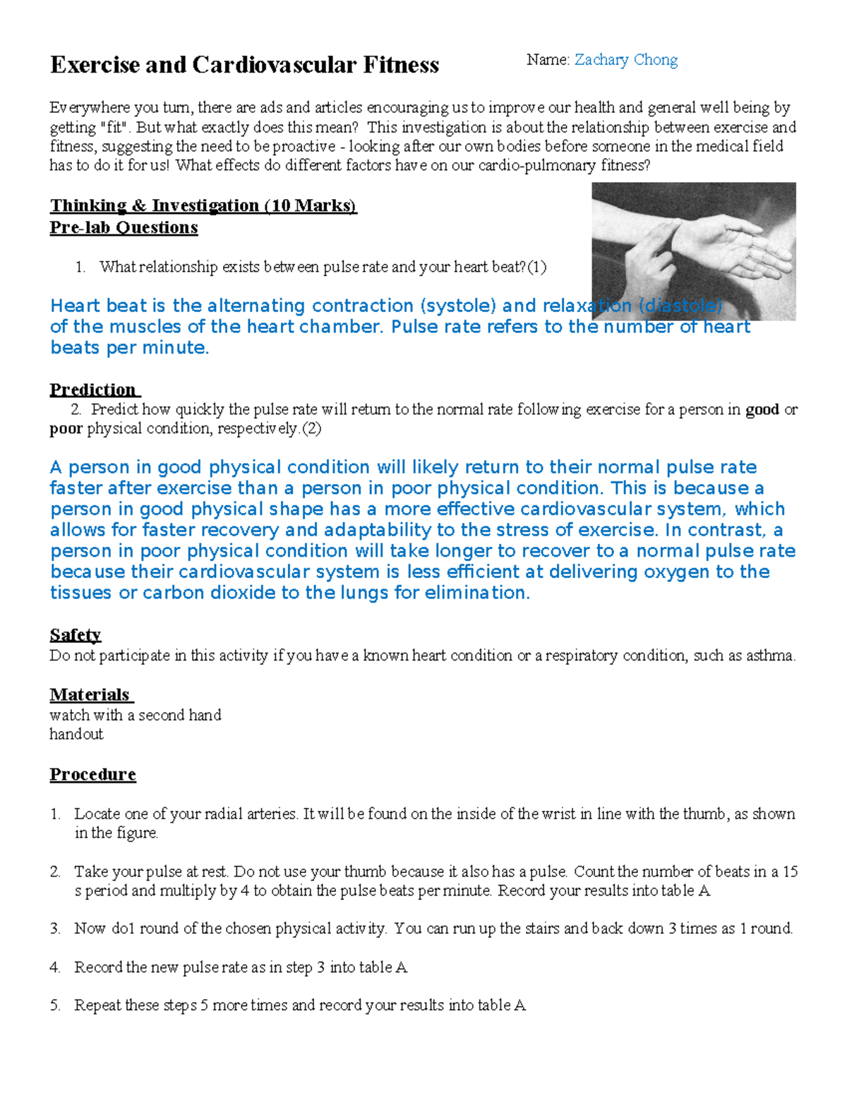Unit 3 - Cardio and Exercise Lab Report (Revised 2023) - Studocu