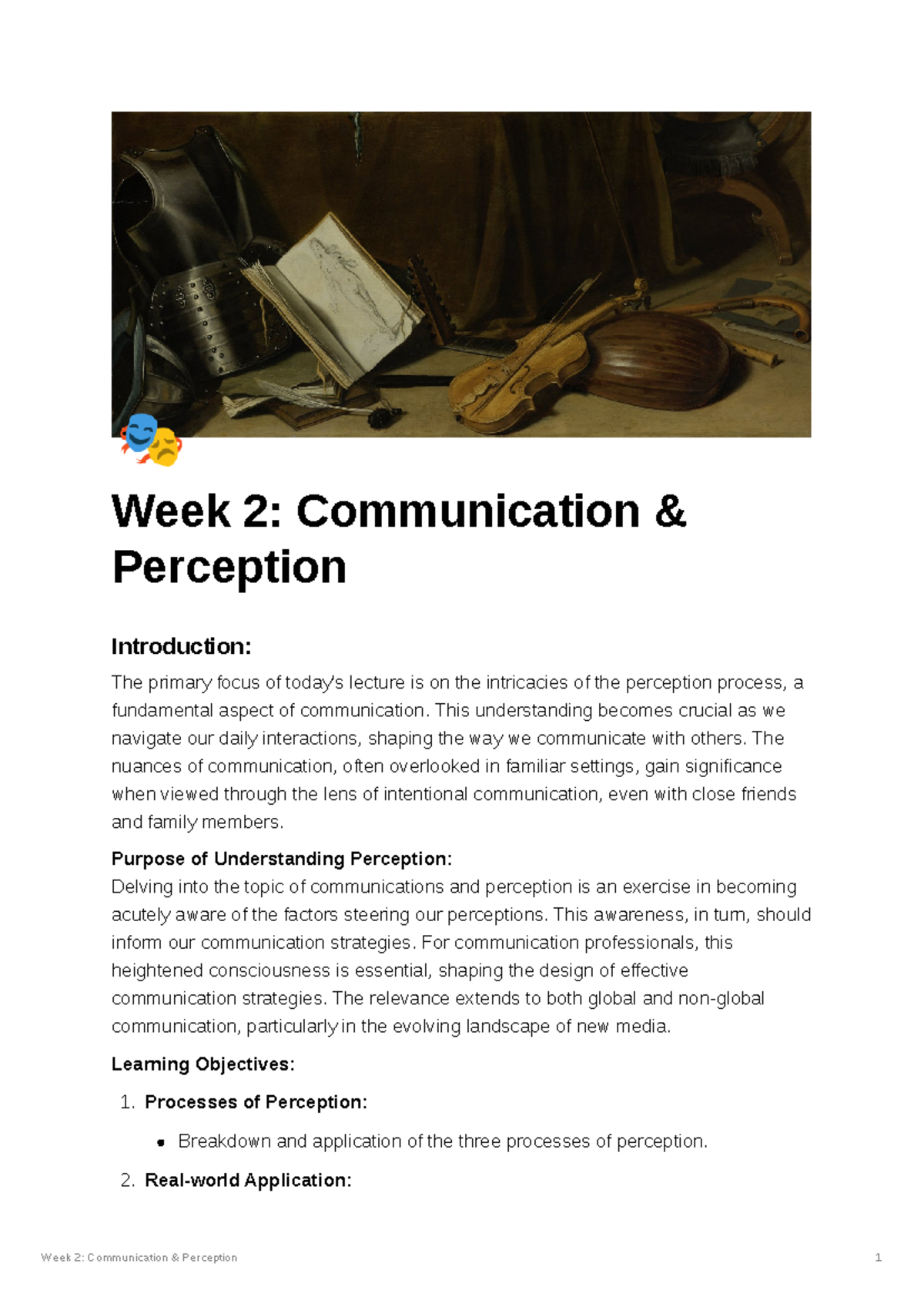 NM1101 Cheat Sheet - Week 2: Communication & Perception 1 🎭 Week 2 ...