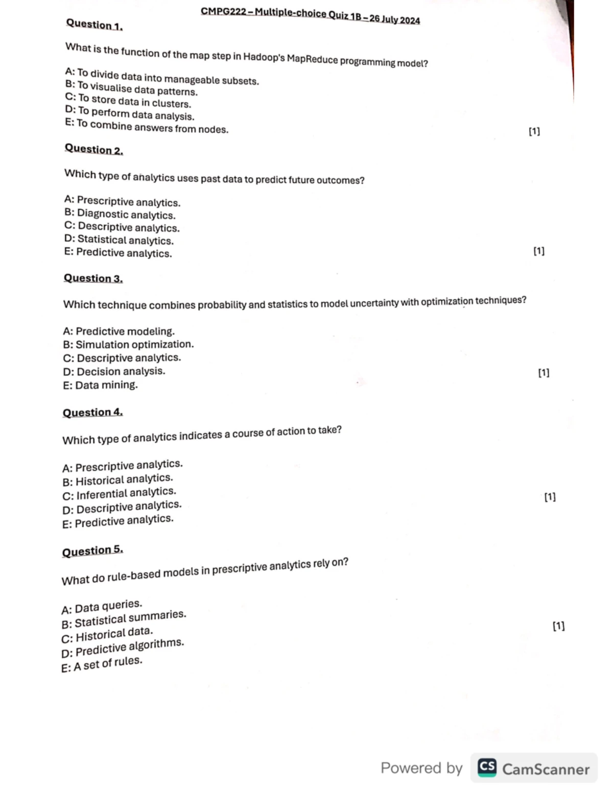 CMPG 312 Practical 1 Memo: Business Analytics & Quantitative Analysis ...