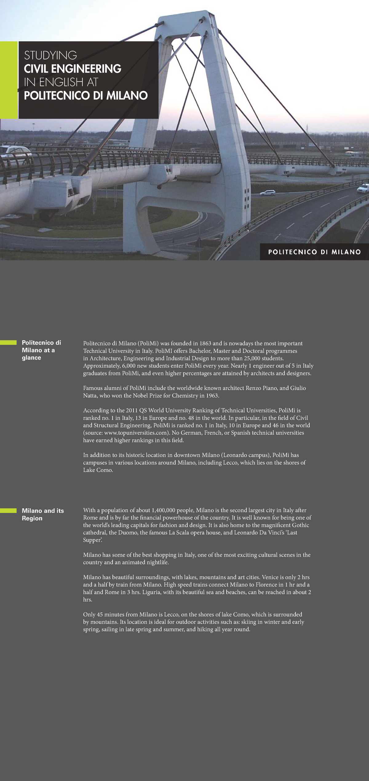 Civil Engineering Overview at Politecnico di Milano - Studocu