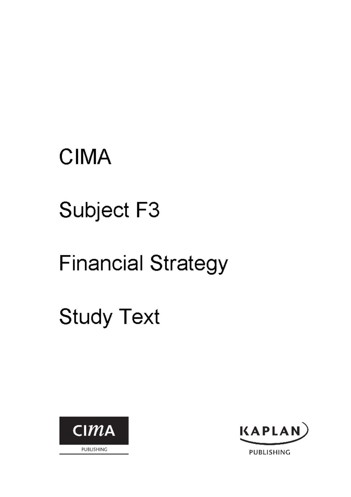 CIMA F3 Study Text: Financial Strategy Guide for 2019-20 - Studocu