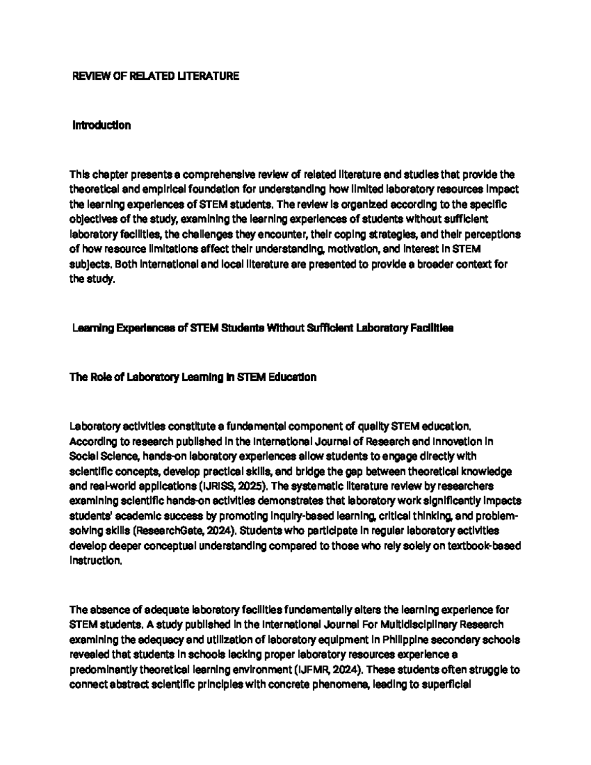 REVIEW OF RELATED LITERATURE: STEM Learning & Lab Resource Limitations ...