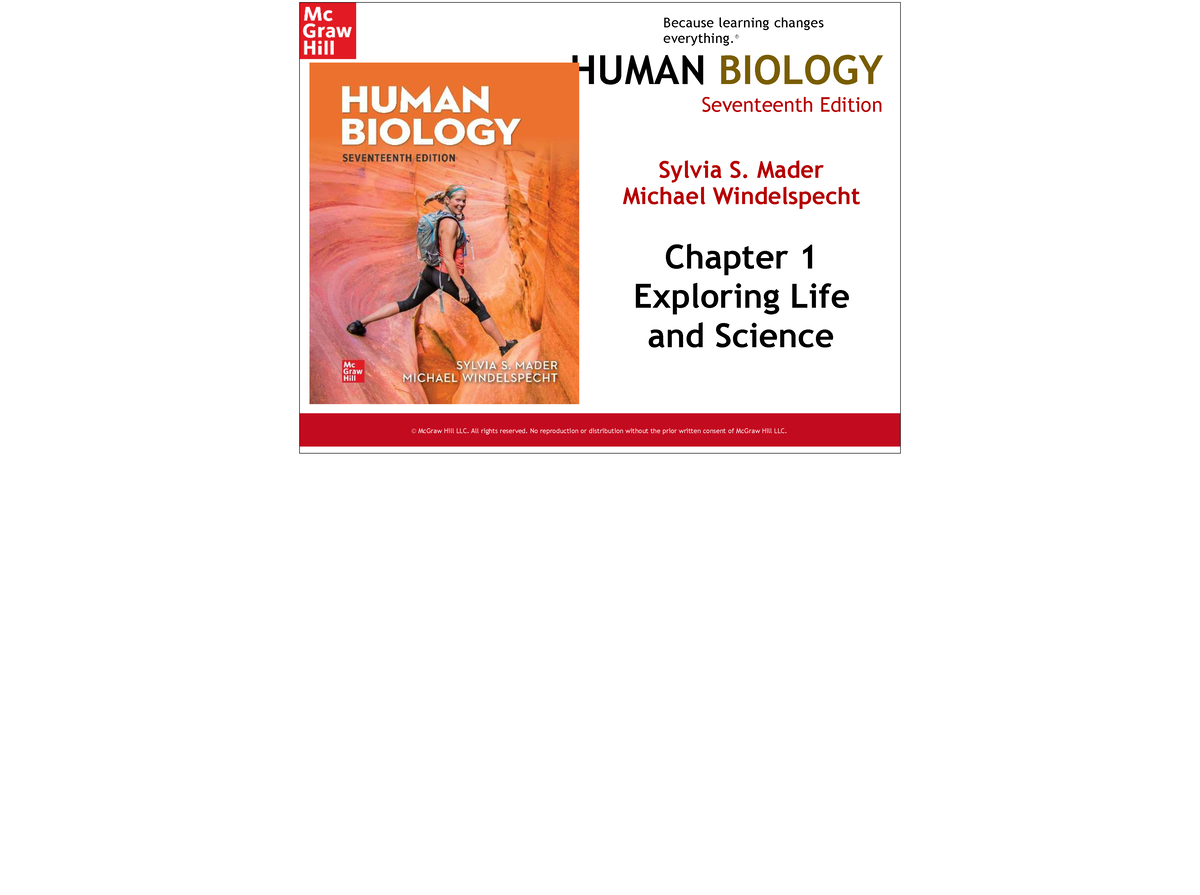 Mader 17e BIO 101 Lecture Notes: Chapter 1 - Exploring Life and Science ...