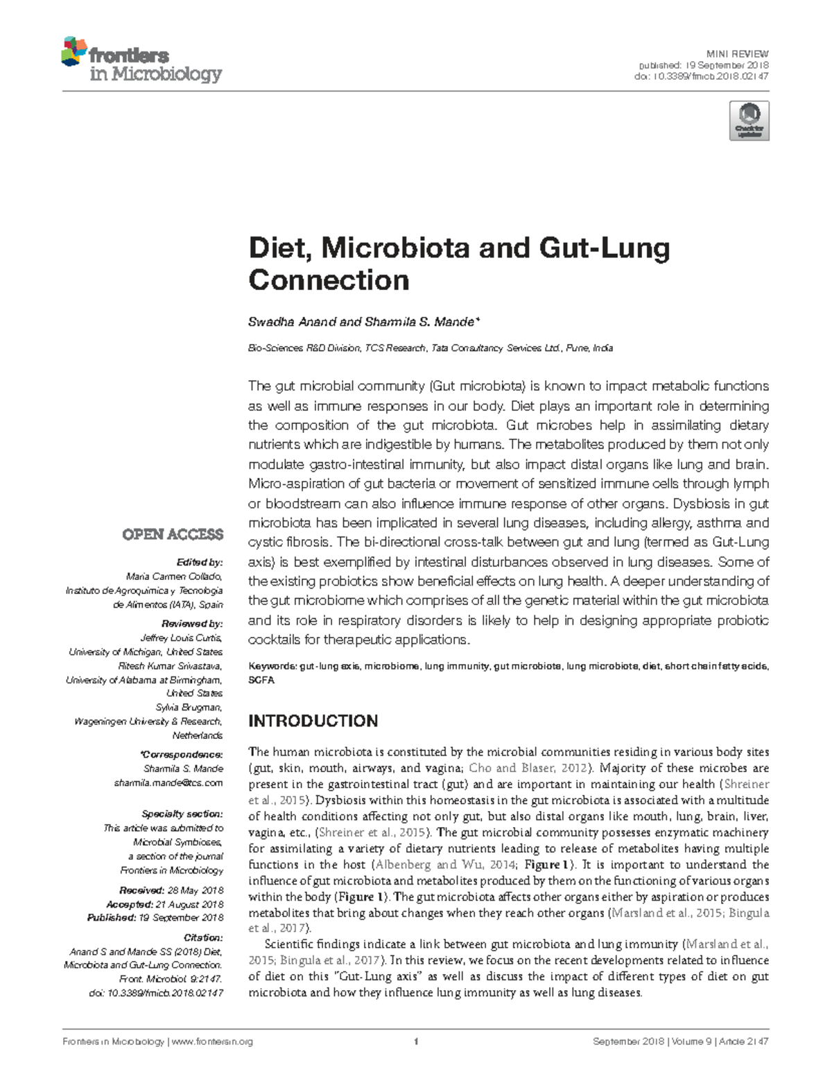 Dietary Influence on Gut Microbiota and Gut-Lung Axis Health Factors ...